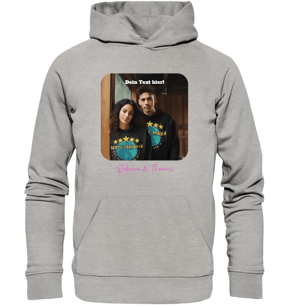 Dein Bild in viereckiger Form - Unisex Premium Hoodie XS - 5XL aus Bio - Baumwolle für Damen & Herren - HalloGeschenk.de