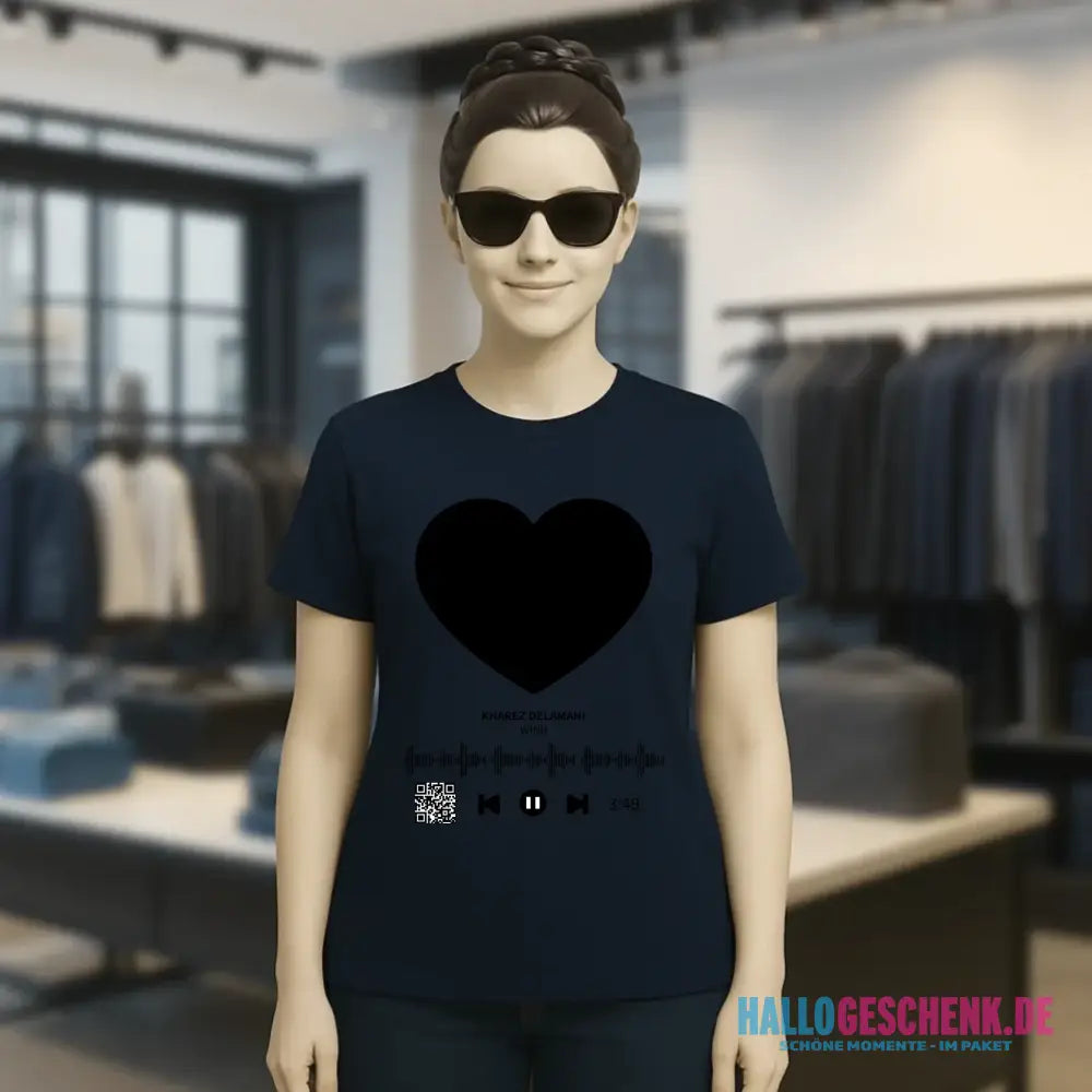 Dein Bild mit Spotify QR Code • Ladies Premium T-Shirt XS-2XL aus Bio-Baumwolle für Damen • Exklusivdesign • personalisiert
