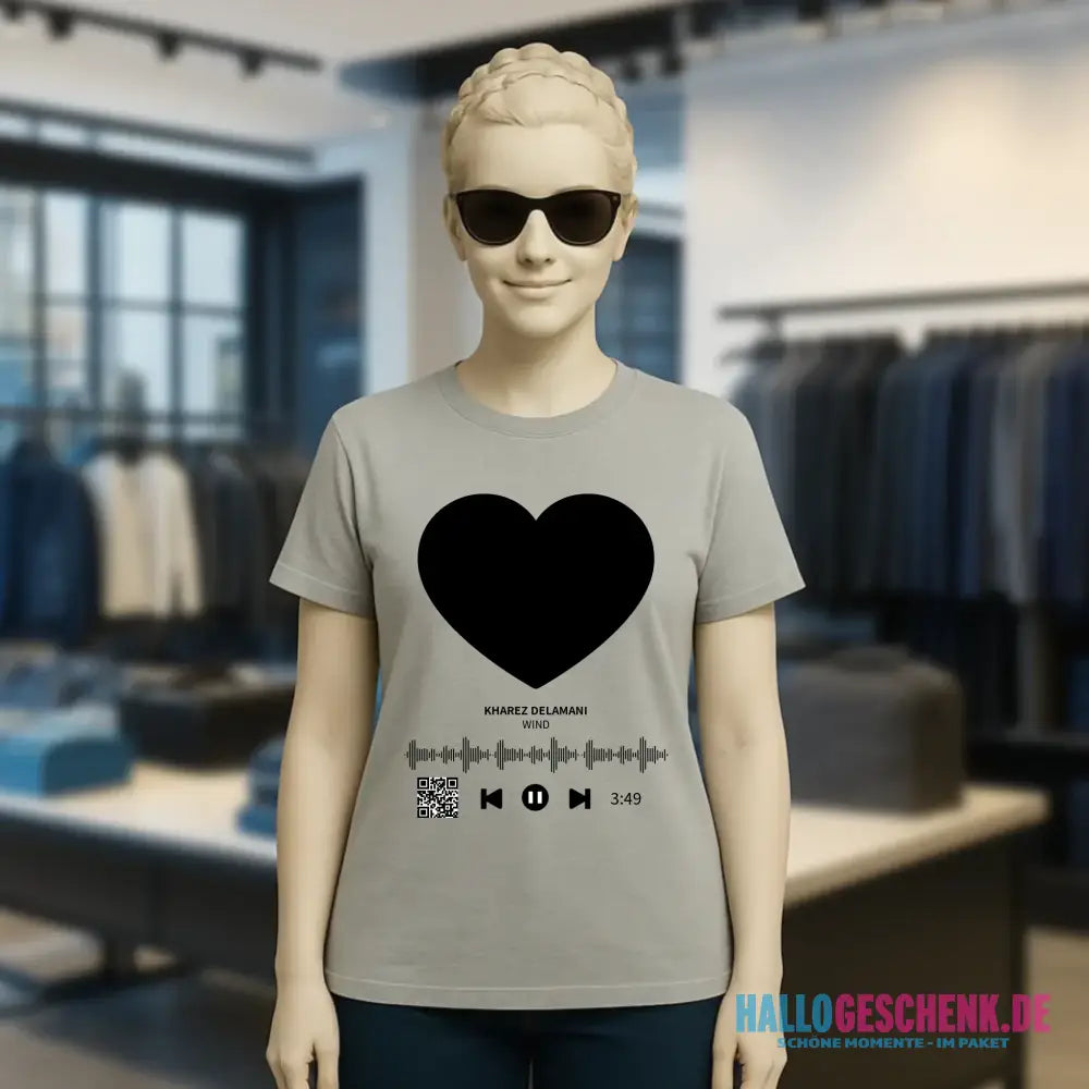 Dein Bild mit Spotify QR Code • Ladies Premium T-Shirt XS-2XL aus Bio-Baumwolle für Damen • Exklusivdesign • personalisiert
