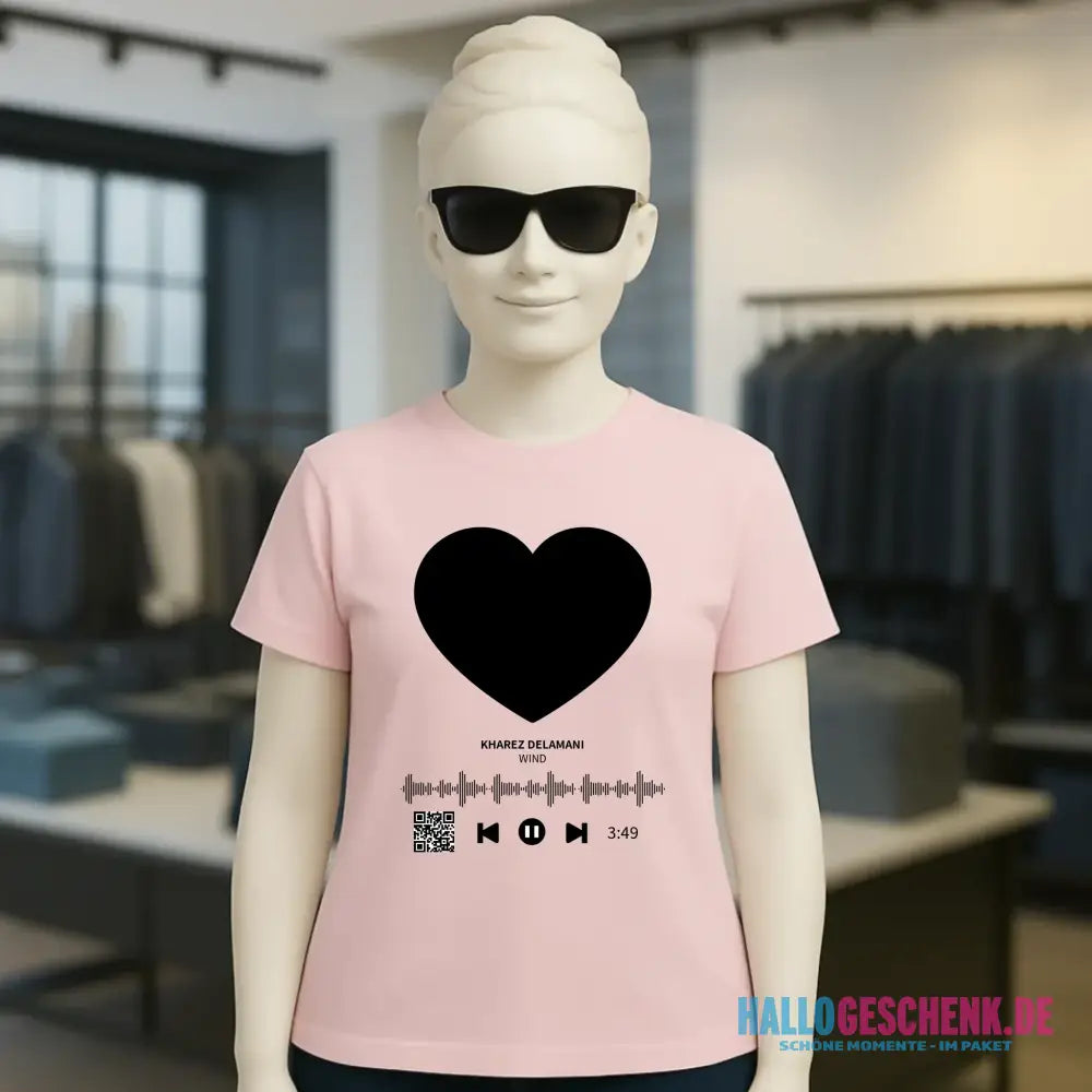 Dein Bild mit Spotify QR Code • Ladies Premium T-Shirt XS-2XL aus Bio-Baumwolle für Damen • Exklusivdesign • personalisiert