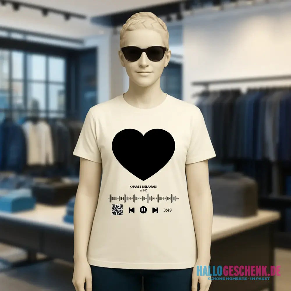 Dein Bild mit Spotify QR Code • Ladies Premium T-Shirt XS-2XL aus Bio-Baumwolle für Damen • Exklusivdesign • personalisiert