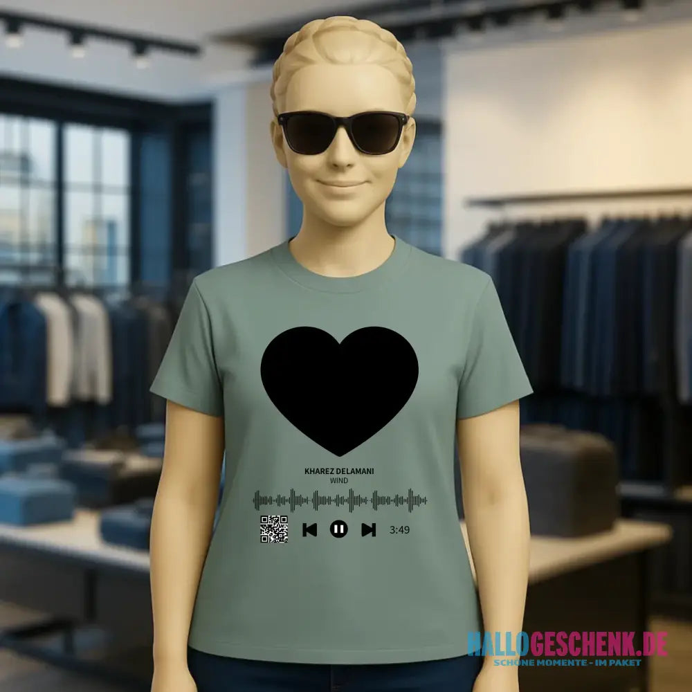 Dein Bild mit Spotify QR Code • Ladies Premium T-Shirt XS-2XL aus Bio-Baumwolle für Damen • Exklusivdesign • personalisiert