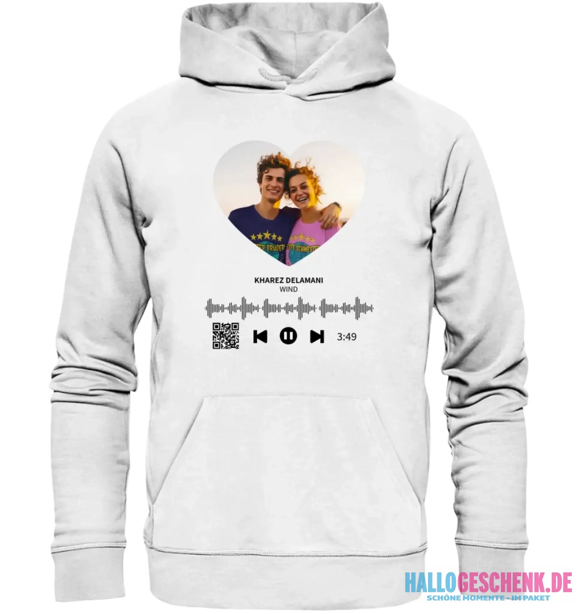 Dein Bild mit Spotify QR Code • Unisex Premium Hoodie XS-5XL aus Bio-Baumwolle für Damen & Herren