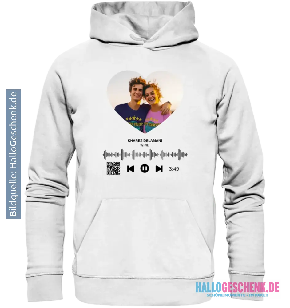 Dein Bild mit Spotify QR Code • Unisex Premium Hoodie XS-5XL aus Bio-Baumwolle für Damen & Herren