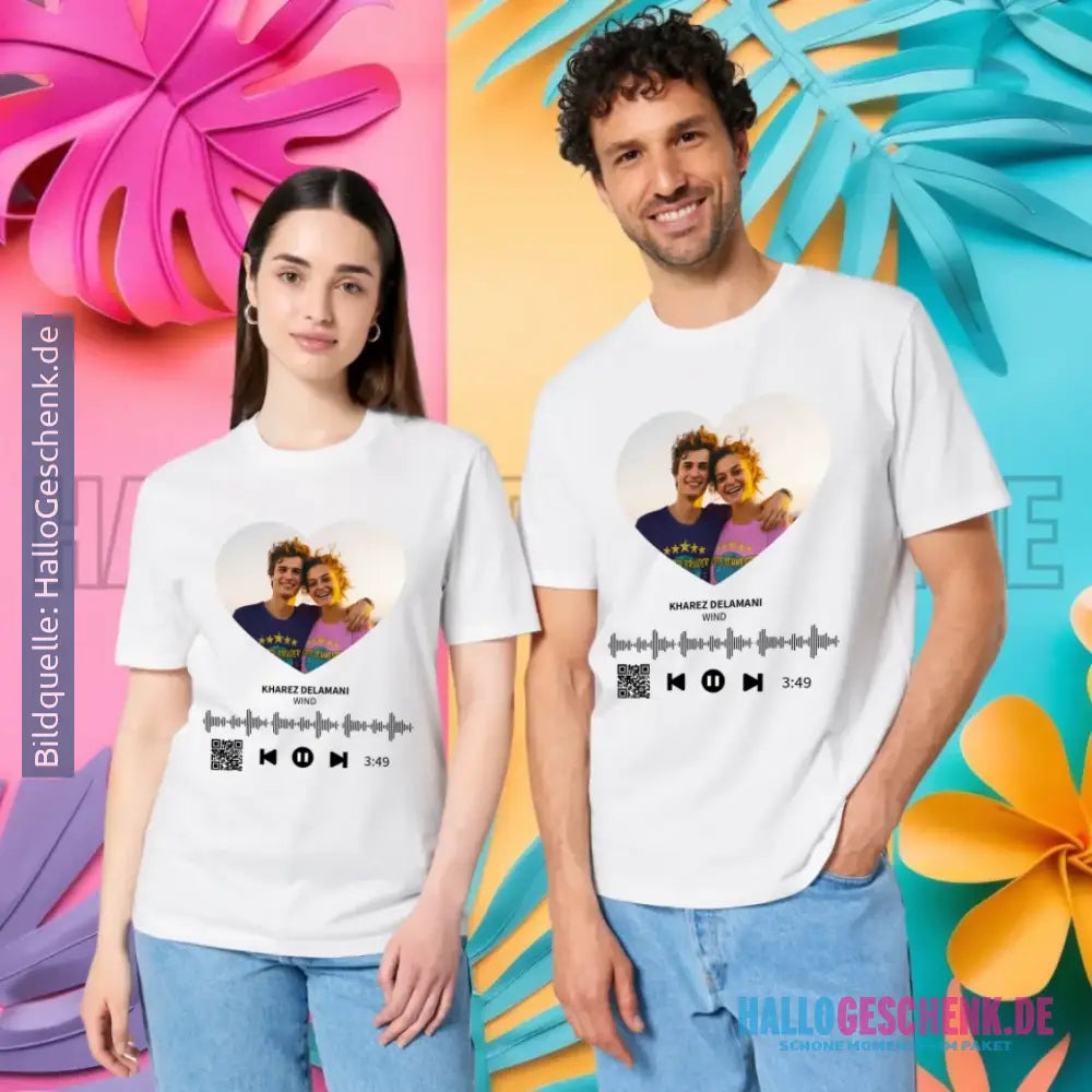 Dein Bild mit Spotify QR Code • Unisex Premium T-Shirt XS-5XL aus Bio-Baumwolle für Damen & Herren • Exklusivdesign • personalisiert