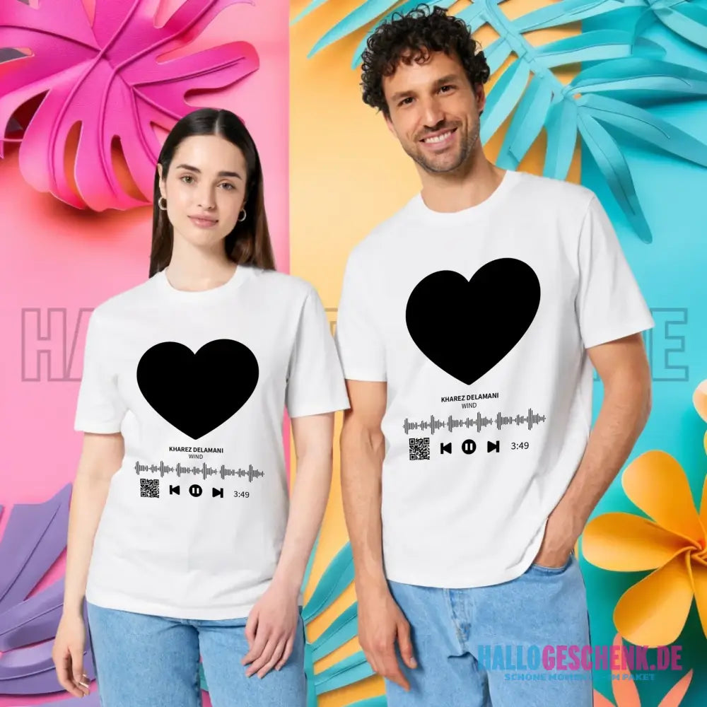 Dein Bild mit Spotify QR Code • Unisex Premium T-Shirt XS-5XL aus Bio-Baumwolle für Damen & Herren • Exklusivdesign • personalisiert