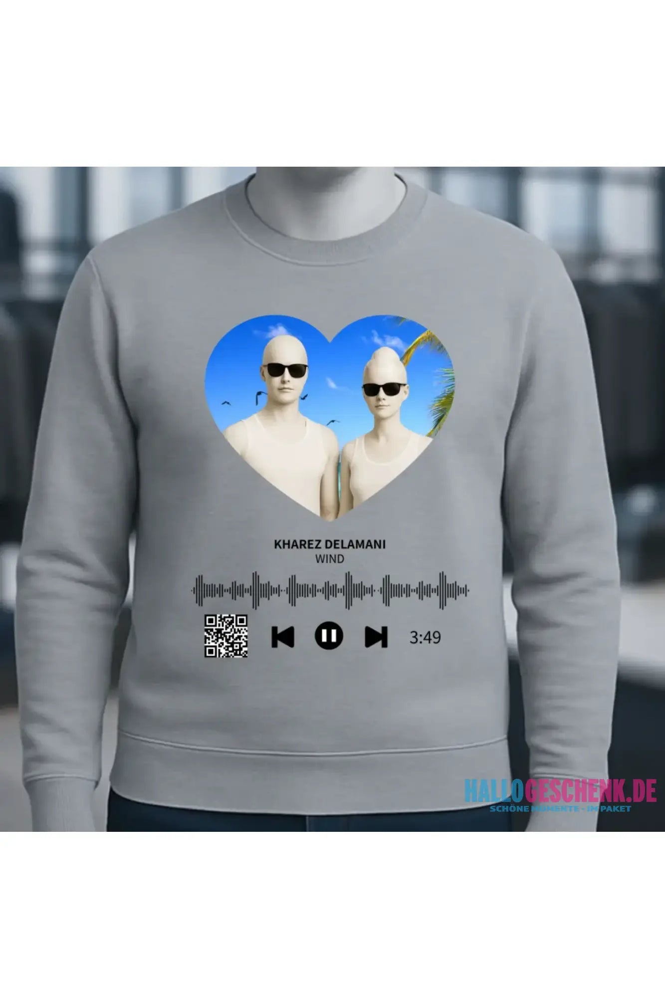 Dein Bild mit Spotify QR Code • Unisex Sweatshirt Bio-Baumwolle in 4 Farben XS-3XL • personalisiert