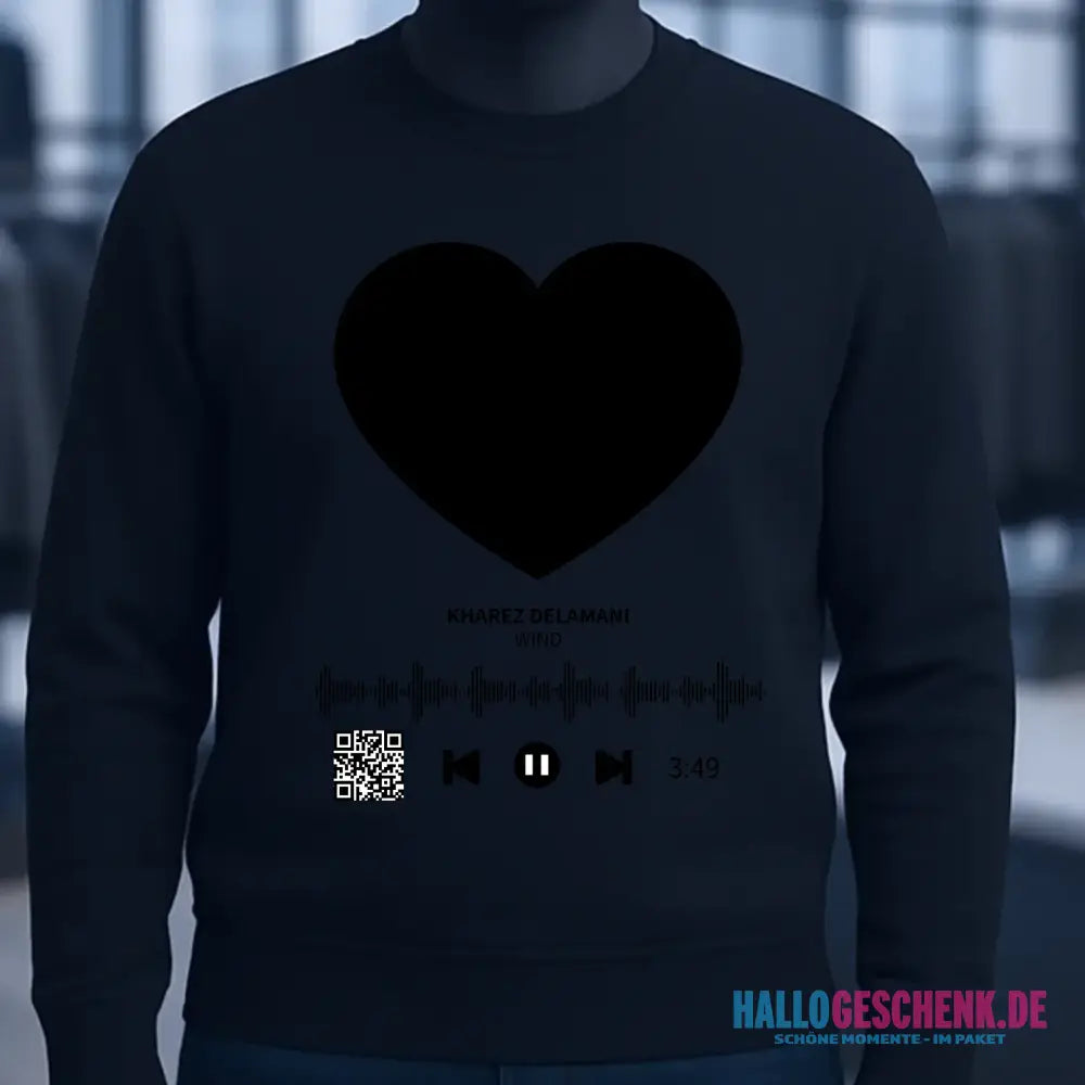 Dein Bild mit Spotify QR Code • Unisex Sweatshirt Bio-Baumwolle in 4 Farben XS-3XL • personalisiert