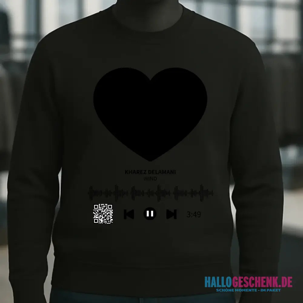 Dein Bild mit Spotify QR Code • Unisex Sweatshirt Bio-Baumwolle in 4 Farben XS-3XL • personalisiert