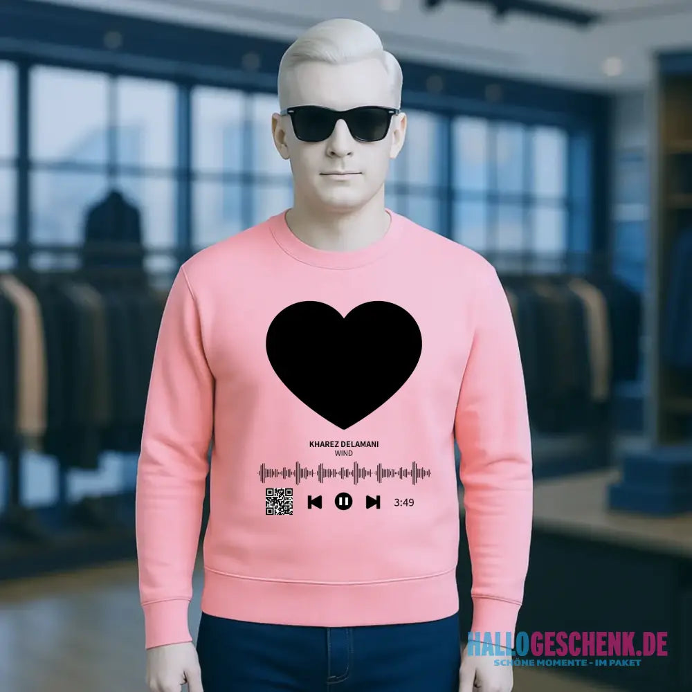 Dein Bild mit Spotify QR Code • Unisex Sweatshirt Bio-Baumwolle in 4 Farben XS-3XL • personalisiert
