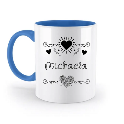 Dein e Wunschname n im LOVE DESIGN 2 - Personalisierte zweifarbige Tasse 330ml mit farbigem Innendruck