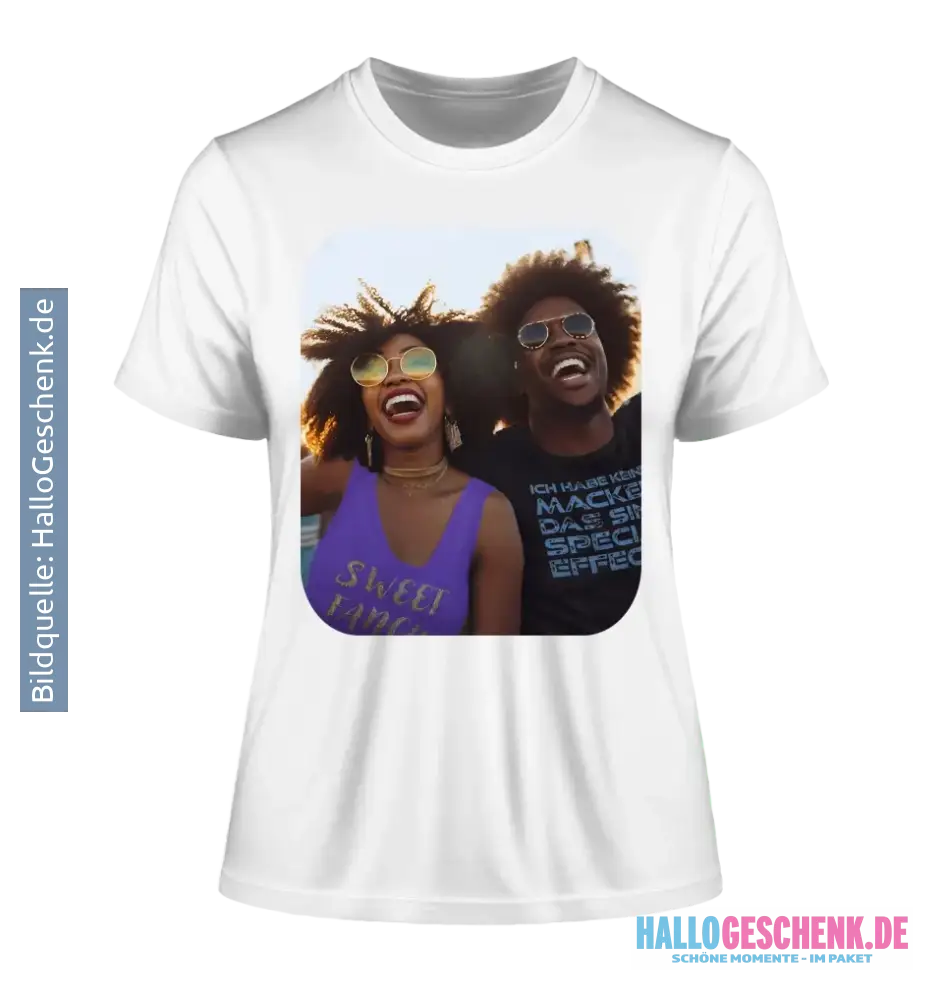 DEIN FOTO auf einem Damen Expresser T-Shirt in 5 Farben XS-XXL