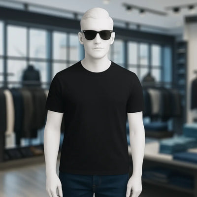 Schwarzes unisex premium t-shirt in kurzarm und bio-baumwolle für damen und herren in xs bis 5xl