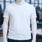 Weißes unisex premium t-shirt aus bio-baumwolle mit rundhalsausschnitt für damen und herren