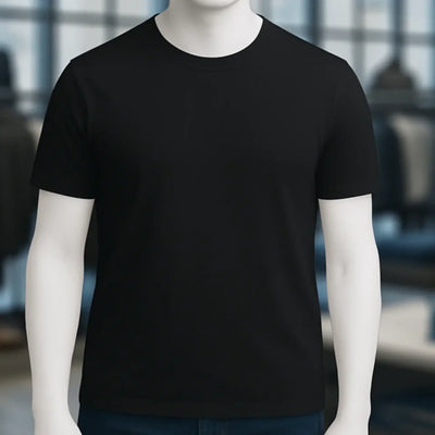 Schwarzes unisex premium t-shirt aus bio-baumwolle mit kurzem ärmel und rundhalsausschnitt für damen und herren