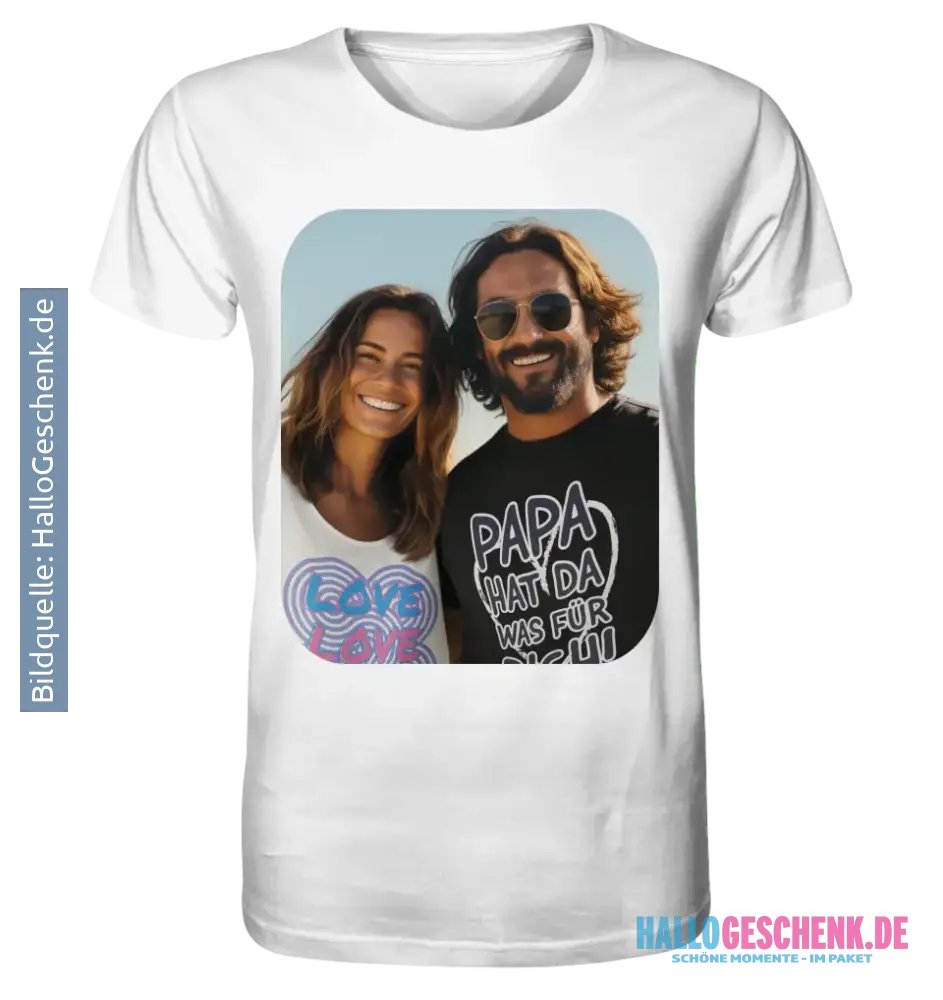 DEIN FOTO auf einem Unisex Premium T-Shirt XS-5XL aus Bio-Baumwolle für Damen & Herren