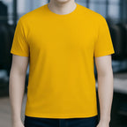 Bright gelbes unisex premium t shirt aus bio baumwolle mit kurzarm und rundhalsausschnitt in XS bis 5XL