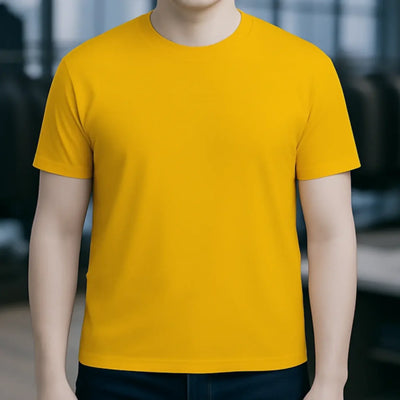 Bright gelbes unisex premium t shirt aus bio baumwolle mit kurzarm und rundhalsausschnitt in XS bis 5XL