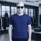 Ein solide navyblaue kurzarm unisex t shirt aus bio baumwolle in premiumqualität für damen und herren