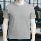 Ein einfaches graues unisex premium t-shirt aus weicher bio-baumwolle in xs bis 5xl für damen und herren
