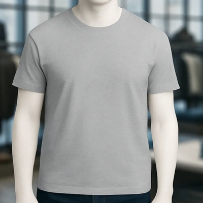 Ein einfaches graues unisex premium t-shirt aus weicher bio-baumwolle in xs bis 5xl für damen und herren