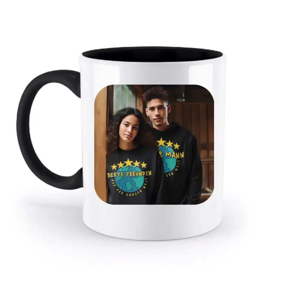 DEIN FOTO auf einer zweifarbigen Tasse 330ml