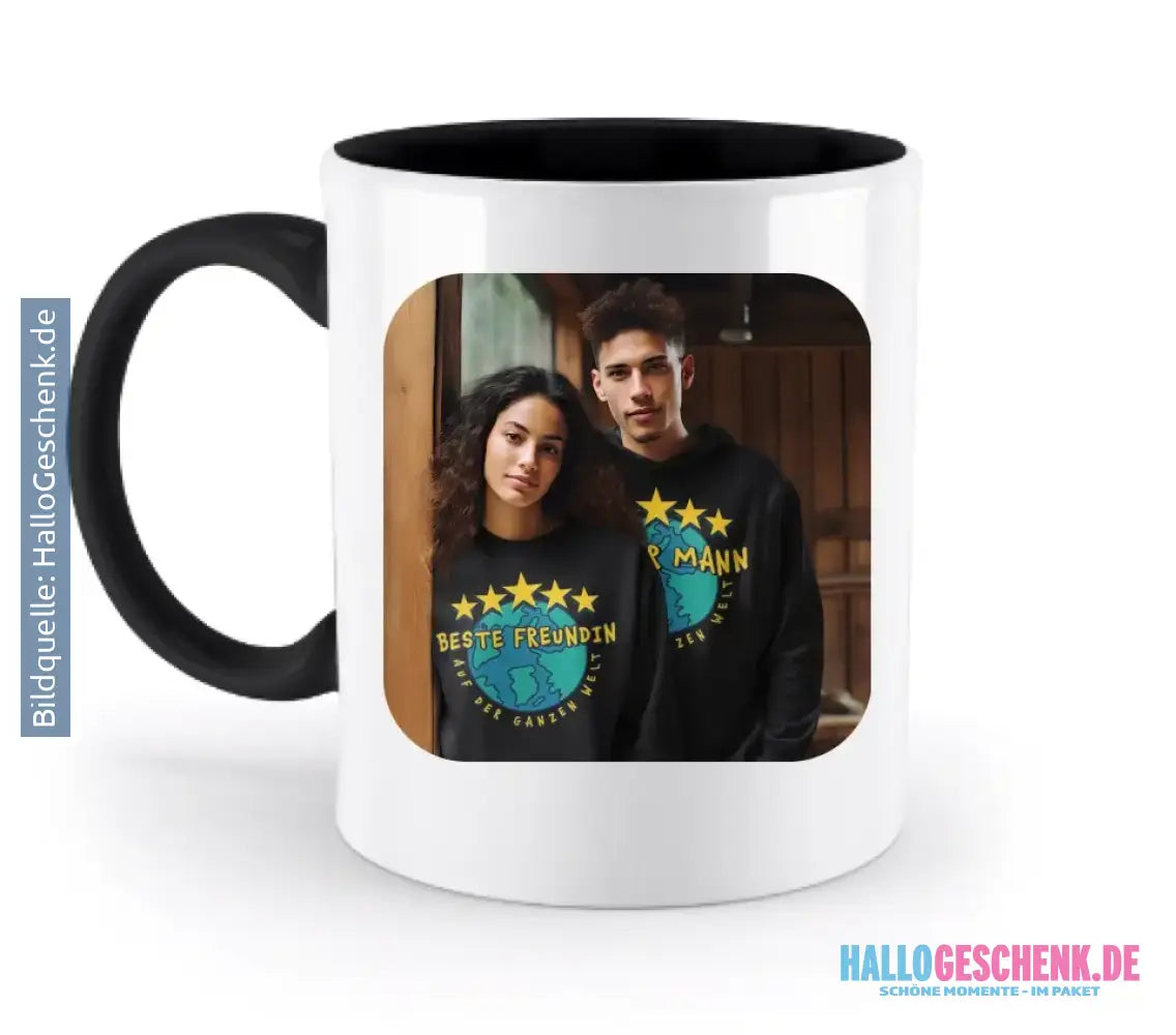 DEIN FOTO auf einer zweifarbigen Tasse 330ml