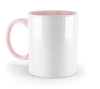 Eine weiße keramiktasse mit rosa innen und griff personalisierbar mit deinem foto 330 ml