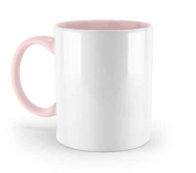 Eine weiße keramiktasse mit rosa innen und griff personalisierbar mit deinem foto 330 ml