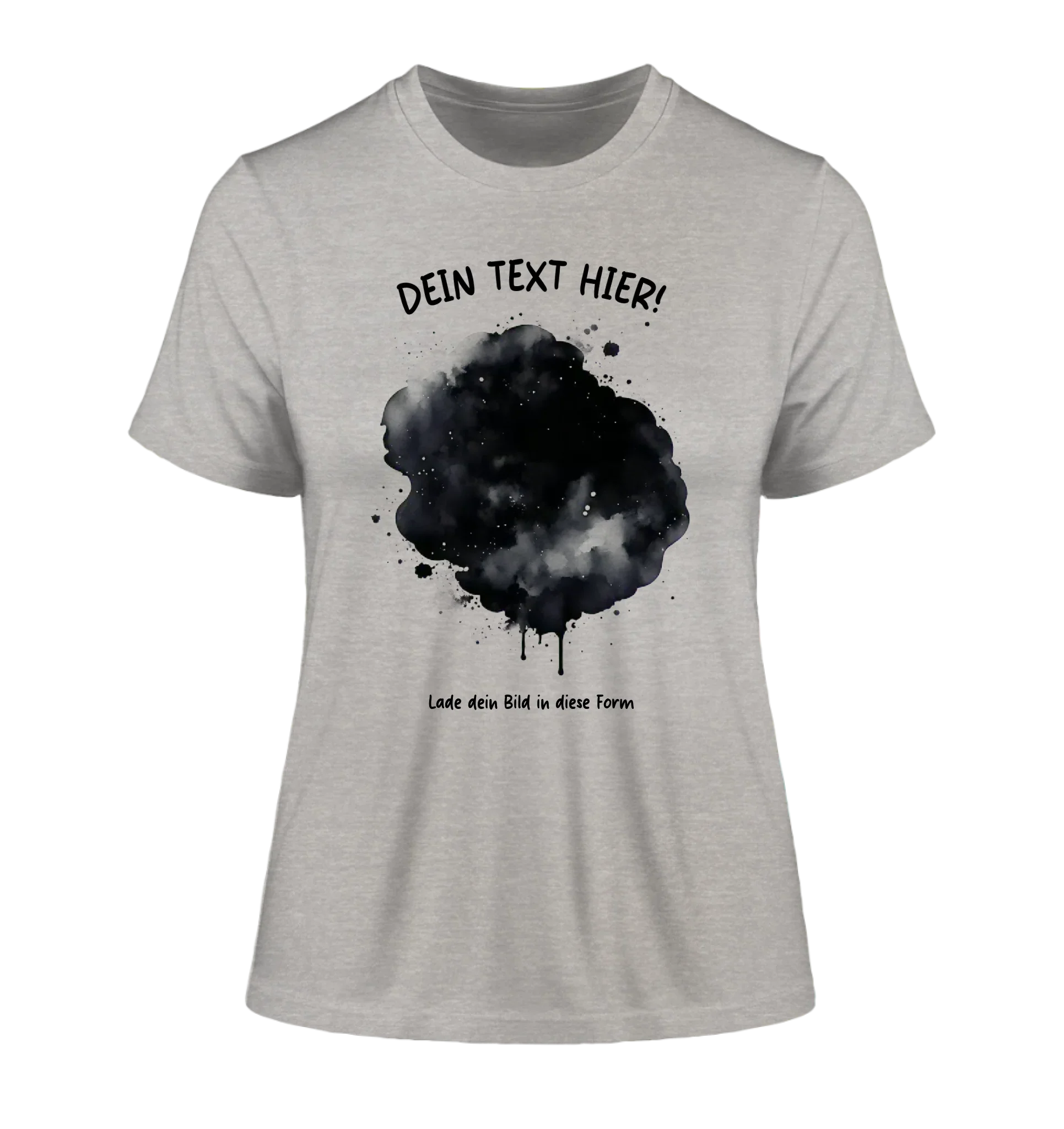 Dein Foto im Farbklecks mit Wunschtext (personalisierbare Fotomotive) - Damen T-Shirt (Fitted) • Bio / Heather Grey