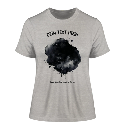 Dein Foto im Farbklecks mit Wunschtext (personalisierbare Fotomotive) - Damen T-Shirt (Fitted) • Bio / Heather Grey