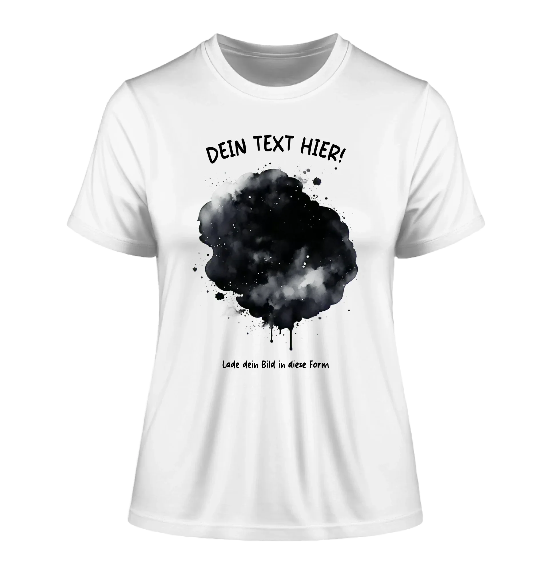 Dein Foto im Farbklecks mit Wunschtext (personalisierbare Fotomotive) - Damen T-Shirt (Fitted) • Bio / White / 2XL