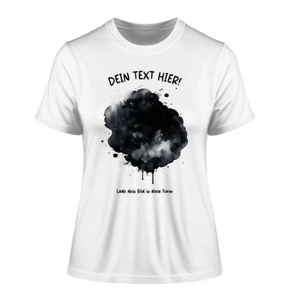 Dein Foto im Farbklecks mit Wunschtext (personalisierbare Fotomotive) - Damen T-Shirt (Fitted) • Bio / White / 2XL