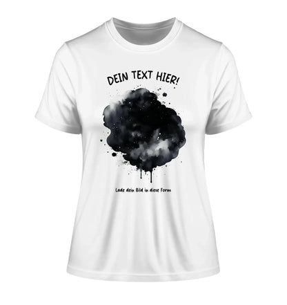 Dein Foto im Farbklecks mit Wunschtext (personalisierbare Fotomotive) - Damen T-Shirt (Fitted) • Bio / White / 2XL