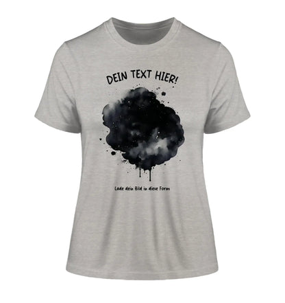 Dein Foto im Farbklecks mit Wunschtext (personalisierbare Fotomotive) - Damen T-Shirt (Fitted) • Bio / Heather Grey
