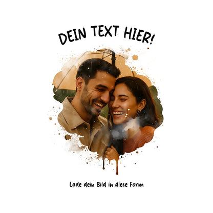 Dein Foto im Farbklecks mit Wunschtext (personalisierbare Fotomotive) - personalisierbare Fotomotive