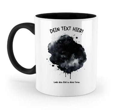 Dein Foto im Farbklecks mit Wunschtext (personalisierbare Fotomotive) - Zweifarbige Tasse / Black / 330ml