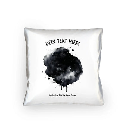 Dein Foto im Farbklecks mit Wunschtext (personalisierbare Fotomotive) - Kissen 40x40 cm / White / 40cm-x-40cm