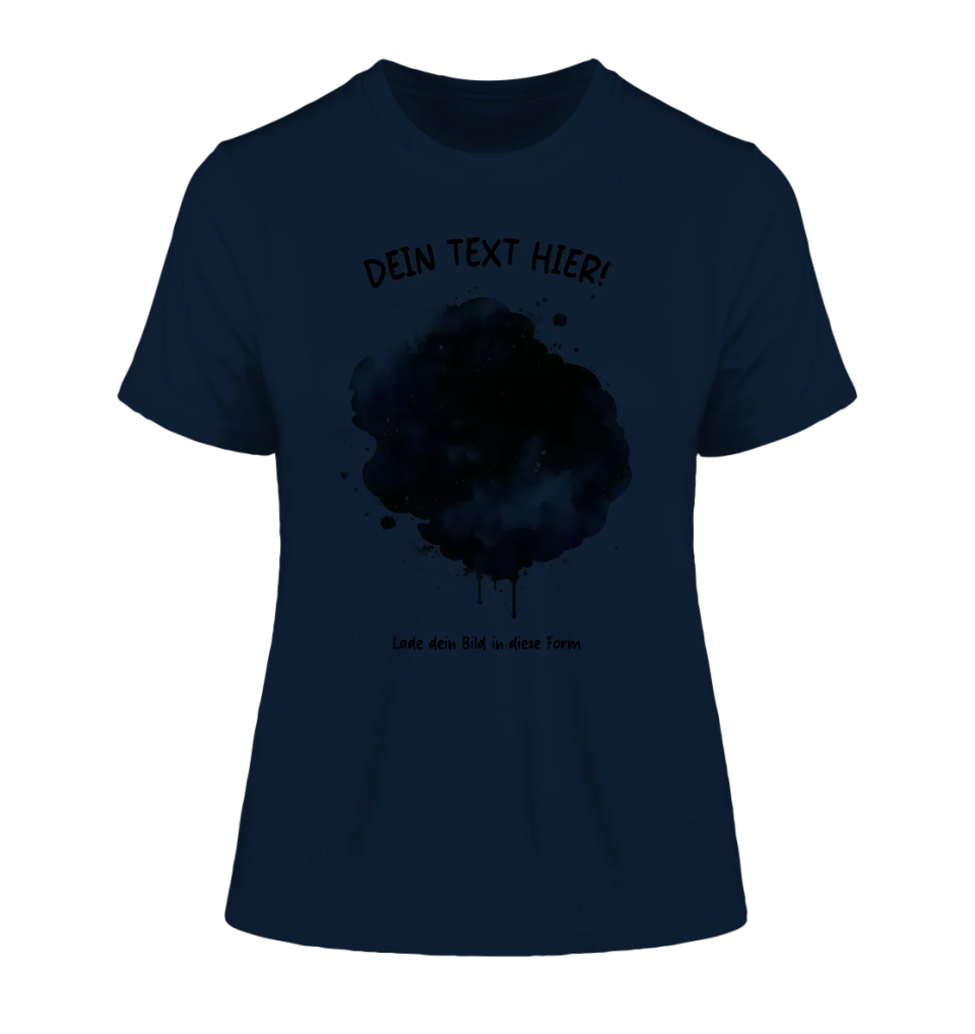 Dein Foto im Farbklecks mit Wunschtext (personalisierbare Fotomotive) - Damen T-Shirt (Fitted) • Bio / French Navy