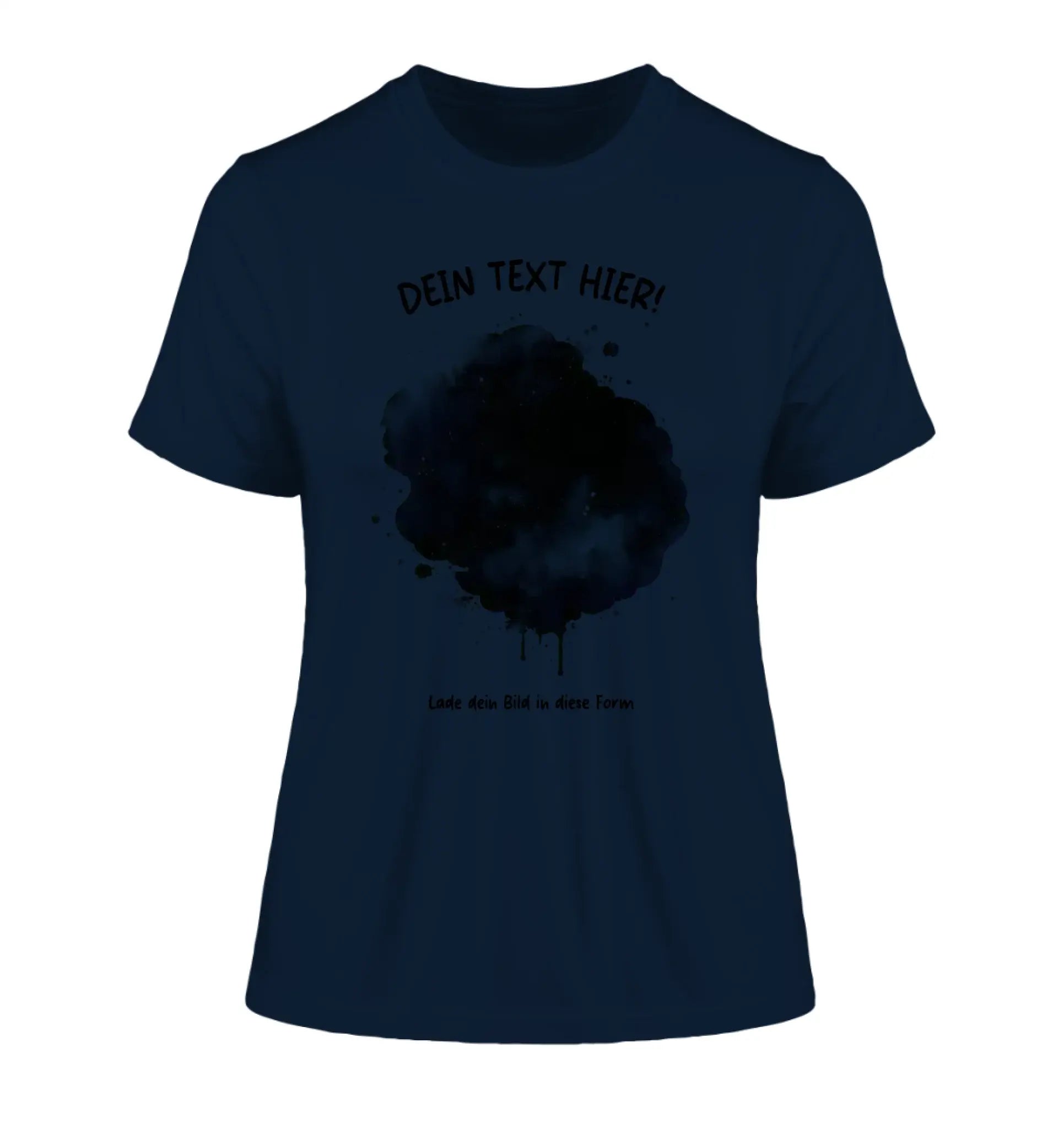 Dein Foto im Farbklecks mit Wunschtext (personalisierbare Fotomotive) - Damen T-Shirt (Fitted) • Bio / French Navy