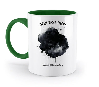 Dein Foto im Farbklecks mit Wunschtext (personalisierbare Fotomotive) - Zweifarbige Tasse / Irish-Green / 330ml