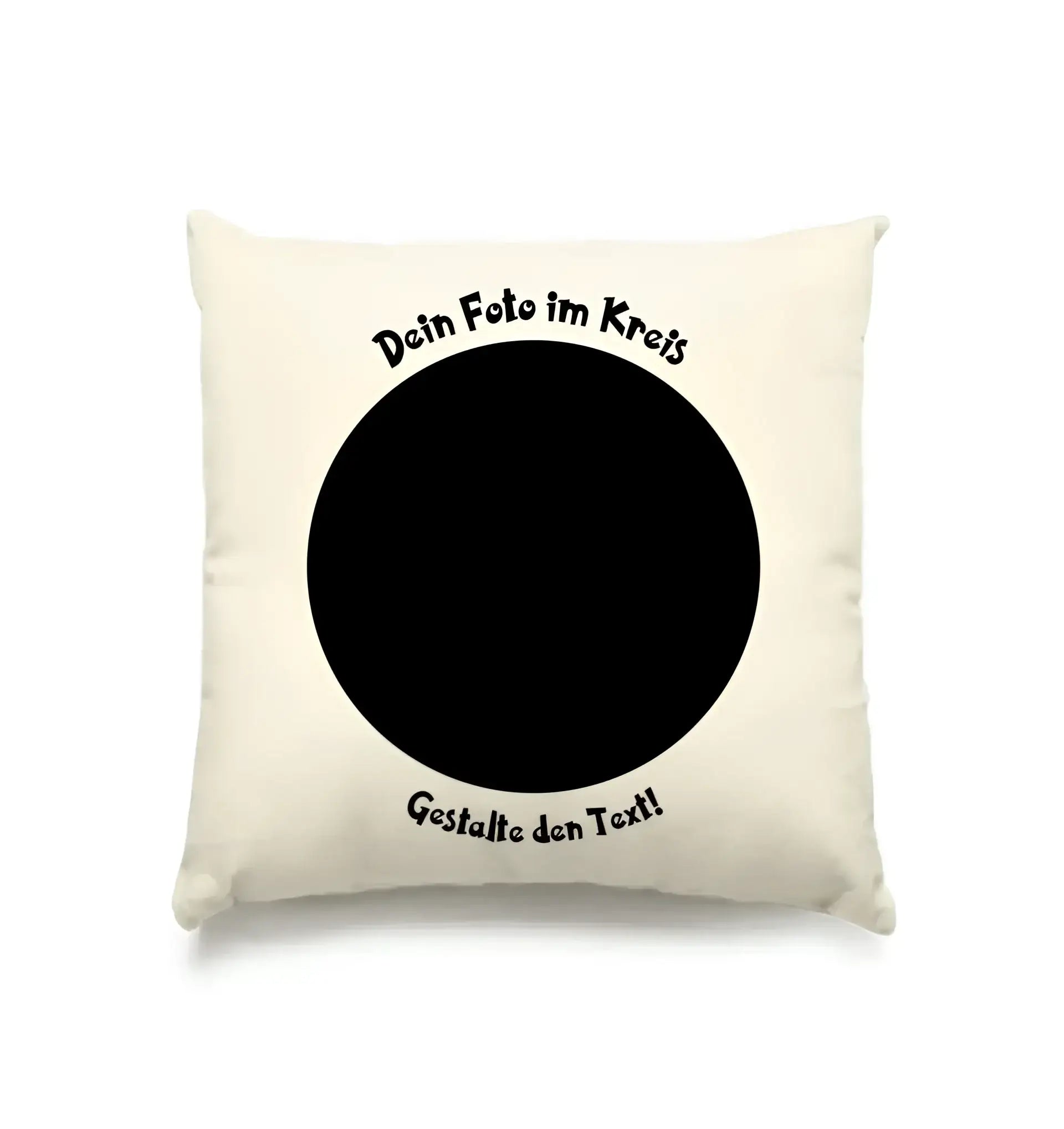 Dein Foto im Kreis + Text • Kissen 40x40 cm • personalisiert