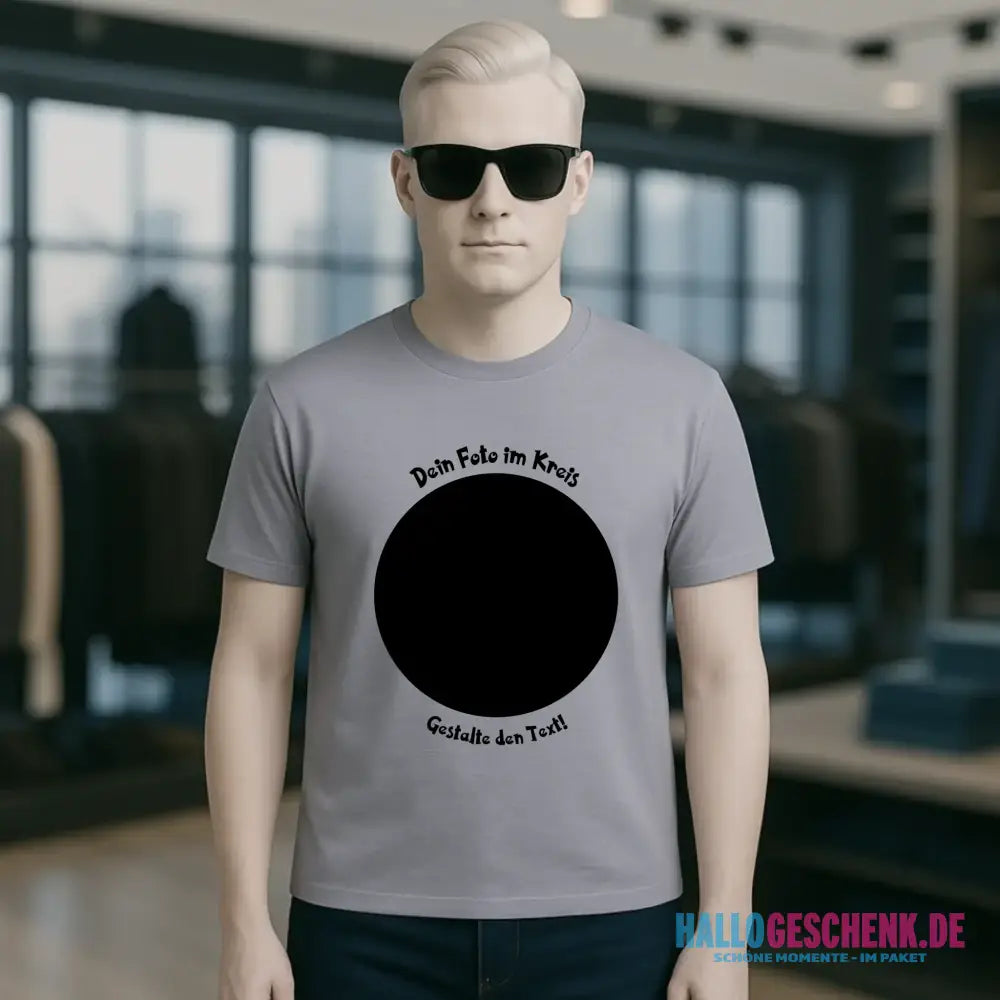Dein Foto im Kreis + Text • Unisex Premium T-Shirt XS-5XL aus Bio-Baumwolle für Damen & Herren • Exklusivdesign • personalisiert