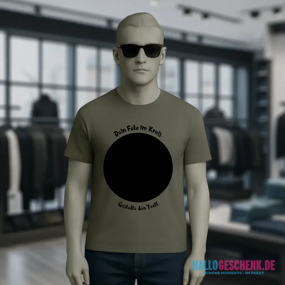 Dein Foto im Kreis + Text • Unisex Premium T-Shirt XS-5XL aus Bio-Baumwolle für Damen & Herren • Exklusivdesign • personalisiert