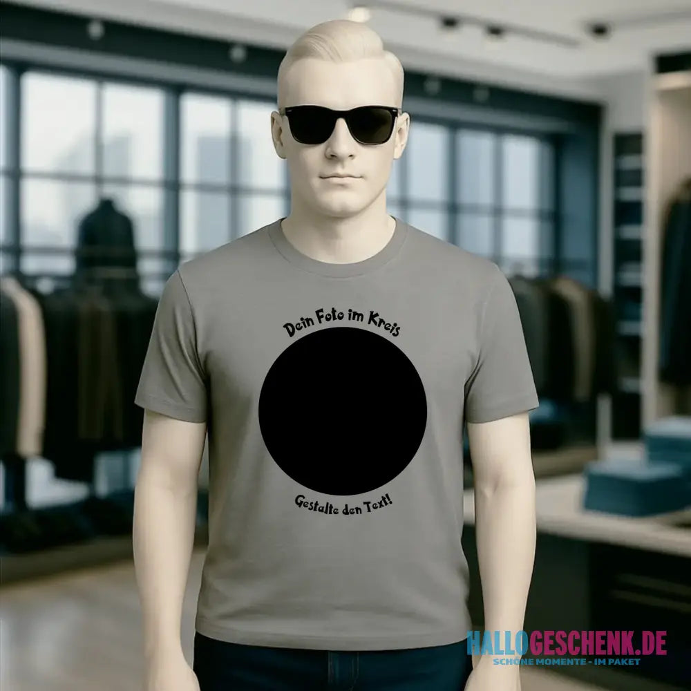 Dein Foto im Kreis + Text • Unisex Premium T-Shirt XS-5XL aus Bio-Baumwolle für Damen & Herren • Exklusivdesign • personalisiert