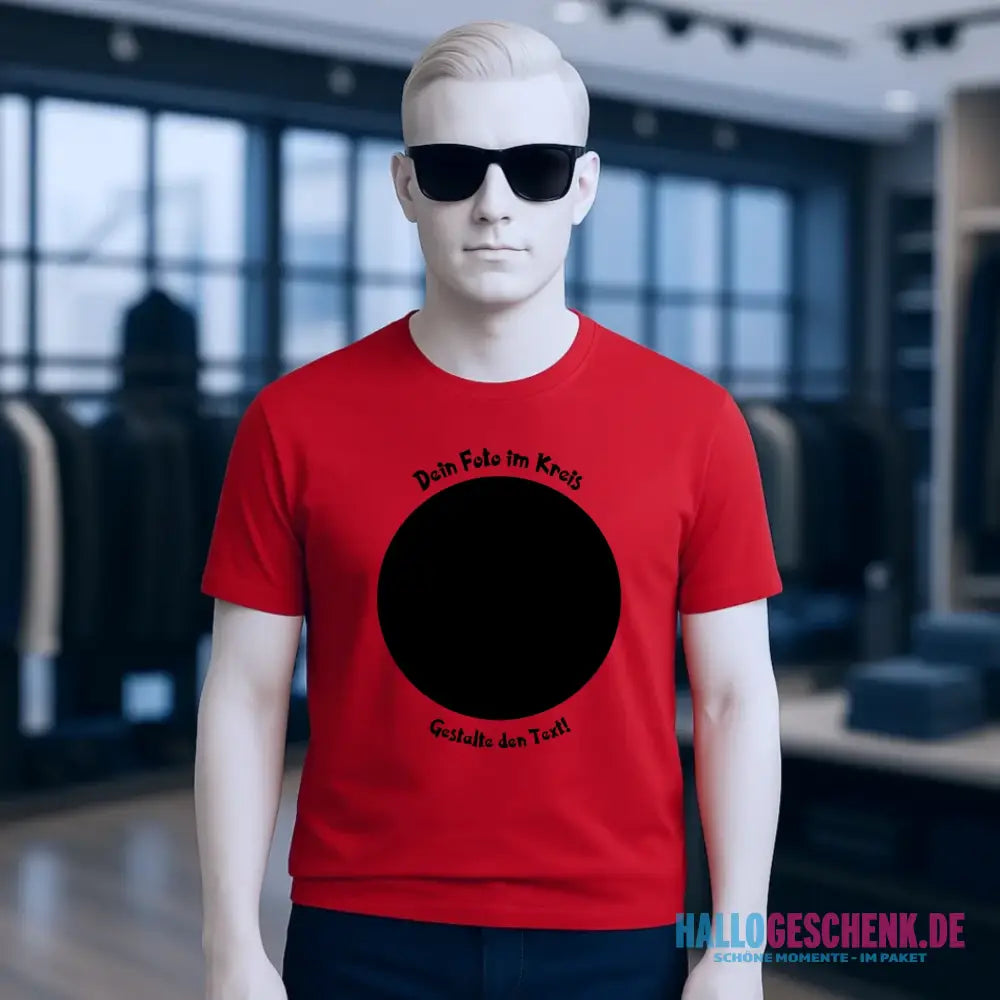 Dein Foto im Kreis + Text • Unisex Premium T-Shirt XS-5XL aus Bio-Baumwolle für Damen & Herren • Exklusivdesign • personalisiert