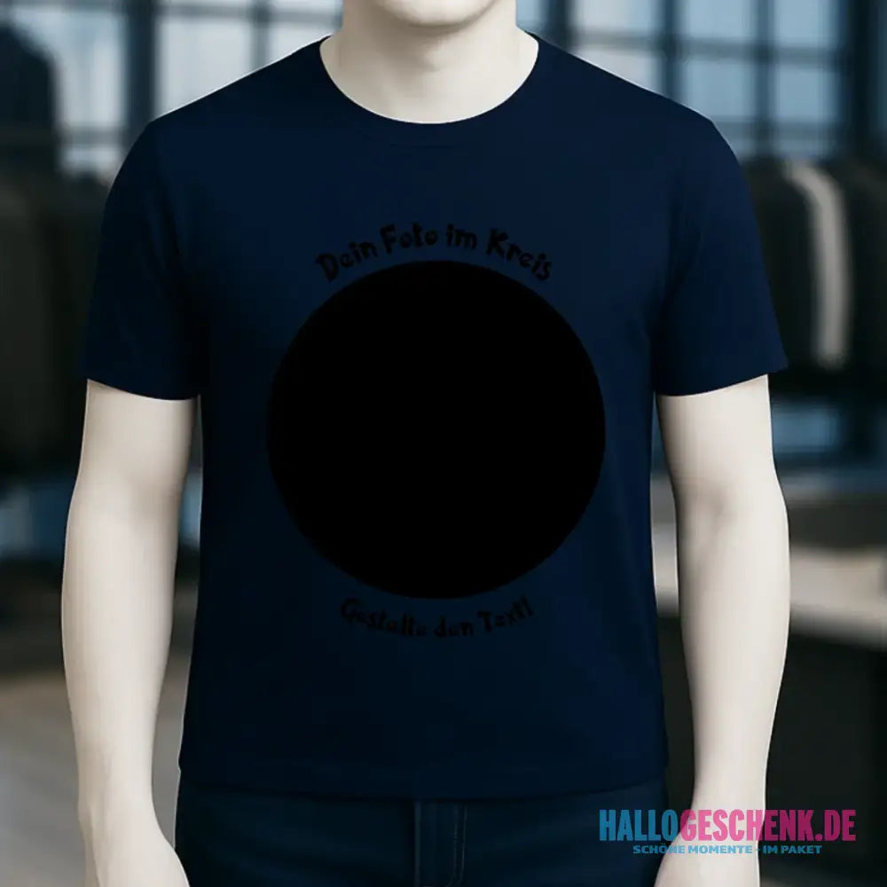 Dein Foto im Kreis + Text • Unisex Premium T-Shirt XS-5XL aus Bio-Baumwolle für Damen & Herren • Exklusivdesign • personalisiert