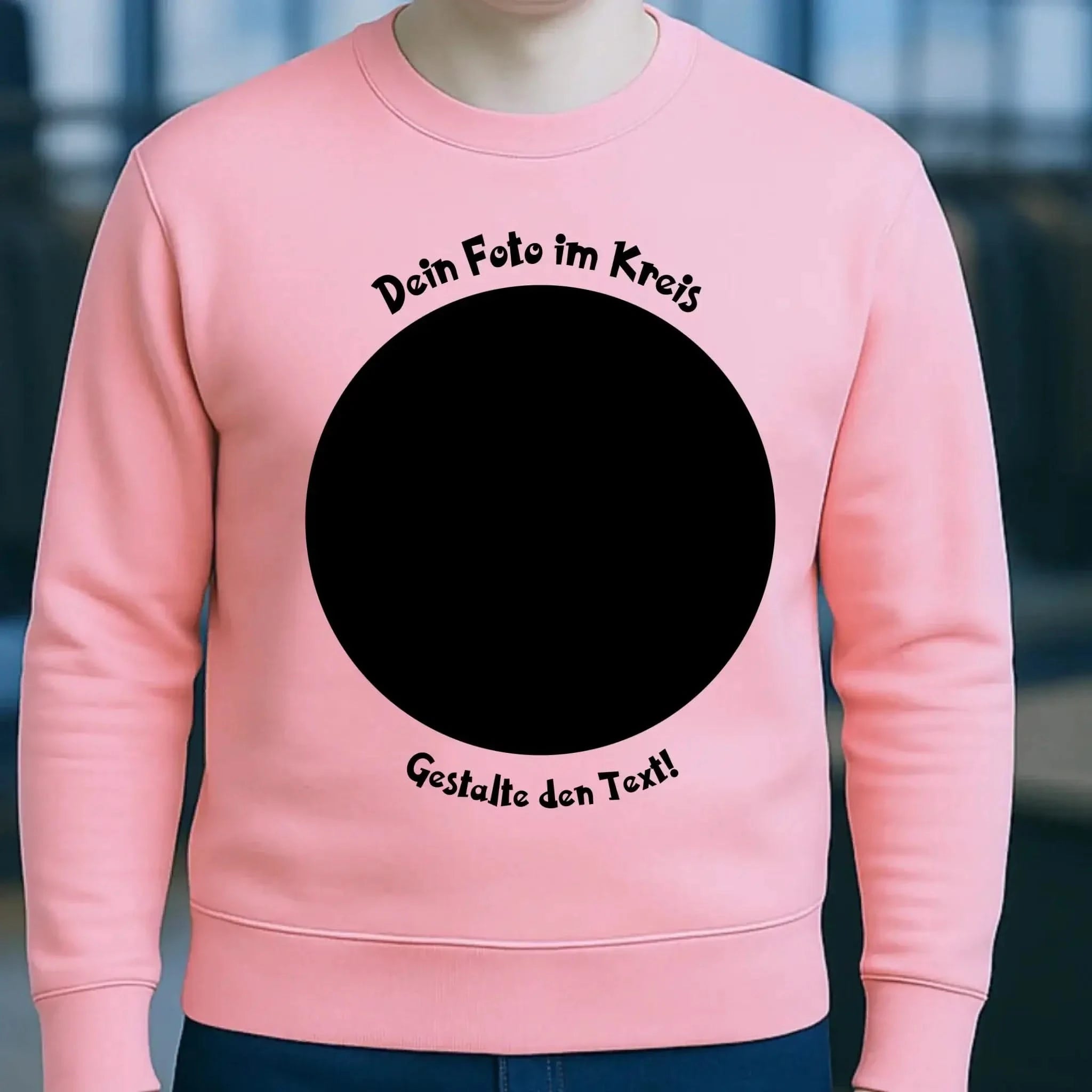 Dein Foto im Kreis + Text • Unisex Sweatshirt Bio-Baumwolle in 4 Farben XS-3XL • personalisiert