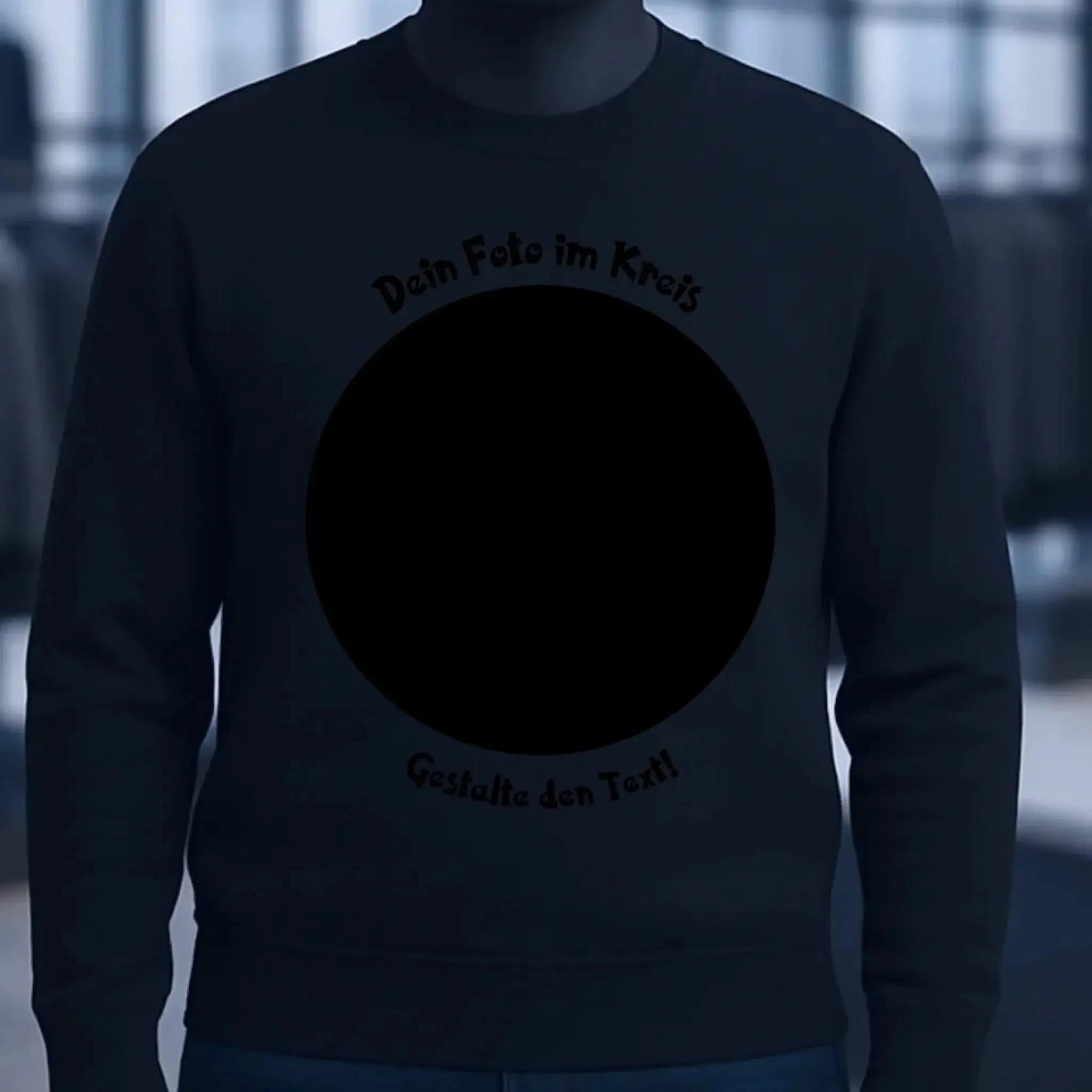 Dein Foto im Kreis + Text • Unisex Sweatshirt Bio-Baumwolle in 4 Farben XS-3XL • personalisiert