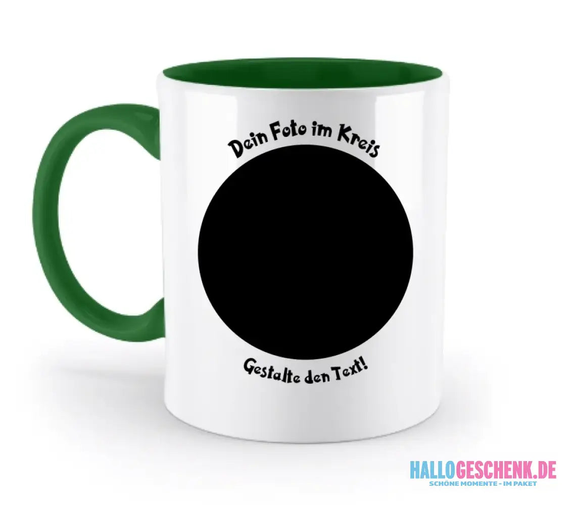 Dein FOTO im Kreis + Text • zweifarbige Tasse spülmaschinengeeignet • Exklusivdesign • personalisiert